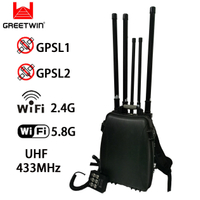 1.5 كم UHF 433MHz حقيبة ظهر بدون طيار جهاز تشويش WiFi 2.4G 5.8G