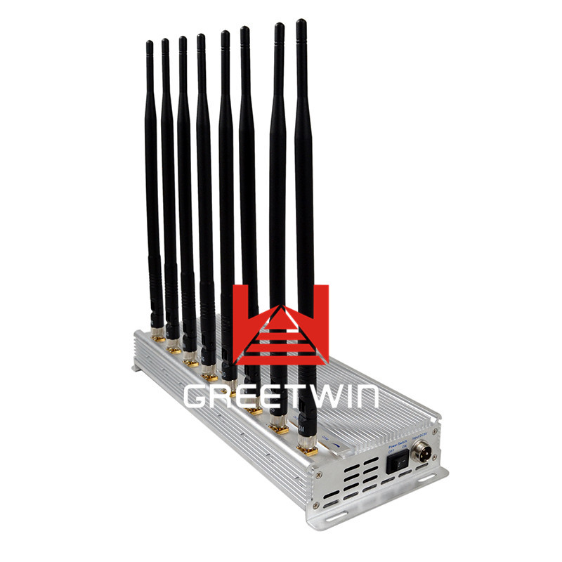جهاز تشويش إشارة الهاتف الخليوي لسطح المكتب VHF UHF GPS 4G LTE 3G إشارة مع 8 نطاقات
