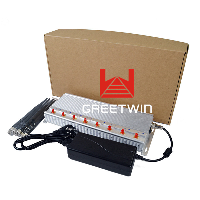 8 هوائيات إشارة الهاتف الخليوي مانع جهاز تشويش سطح المكتب مع صندوق من الألومنيوم