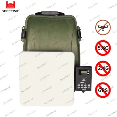 2km حقيبة الظهر Uav Jammer هوائي اتجاهي Gpsl1l2 2.4G 5.8g Drone Jammer